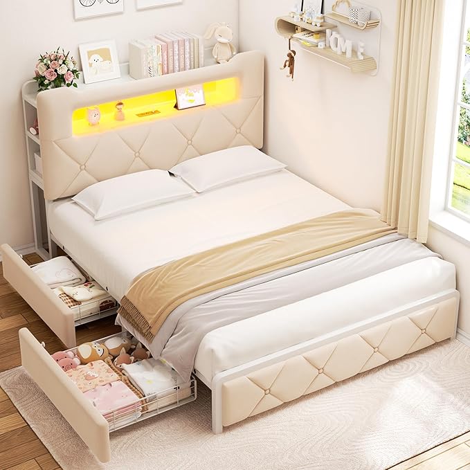 Full Upholstered LED Bed Frame by JOCOEVOL