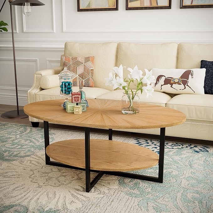 Solid Wood Oval Coffee Table - Image 4