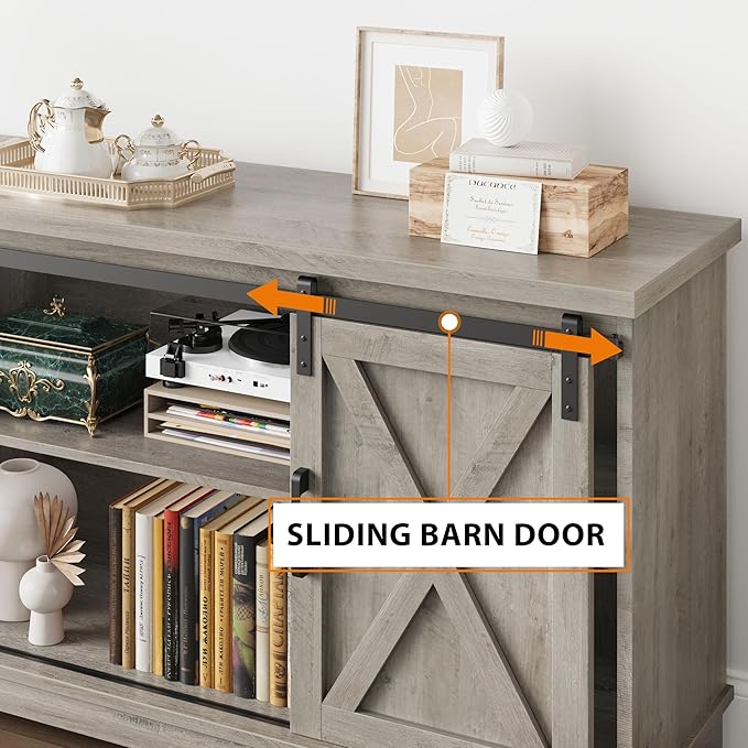 IDEALHOUSE Farmhouse Tv Stand for 65 Inches TVs, Entertainment Center - Image 4