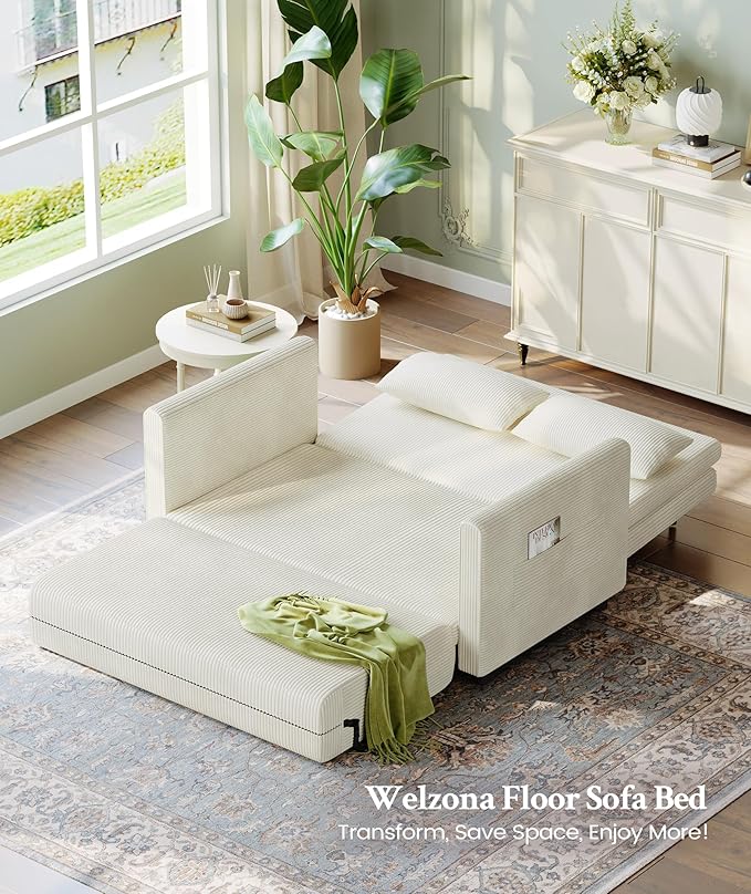 53” Convertible Sofa Bed Couch, Corduroy Couch Bed, 6-Position Loveseat Sleeper - Image 9