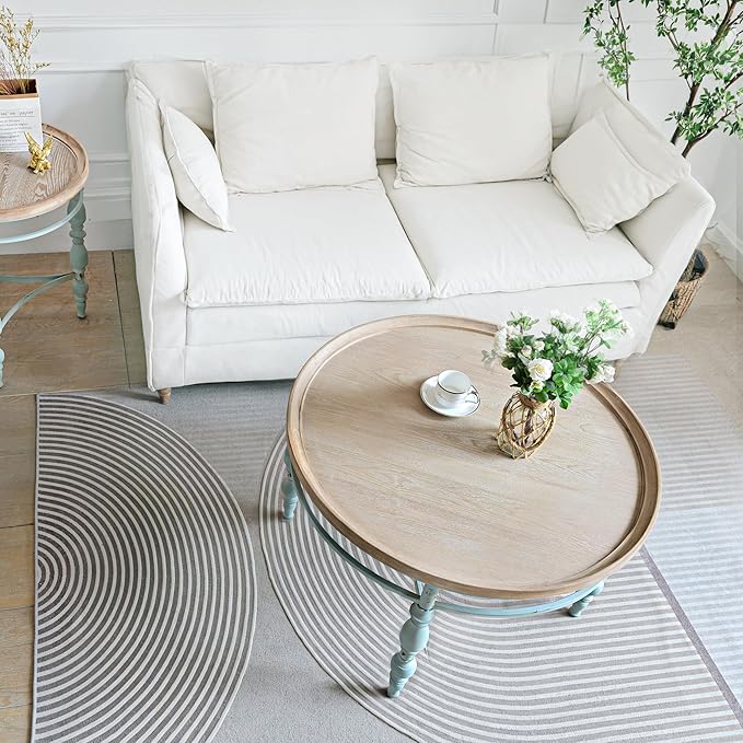 Rustic Farmhouse Round Coffee Table, French Country Vintage Center Table - Image 3