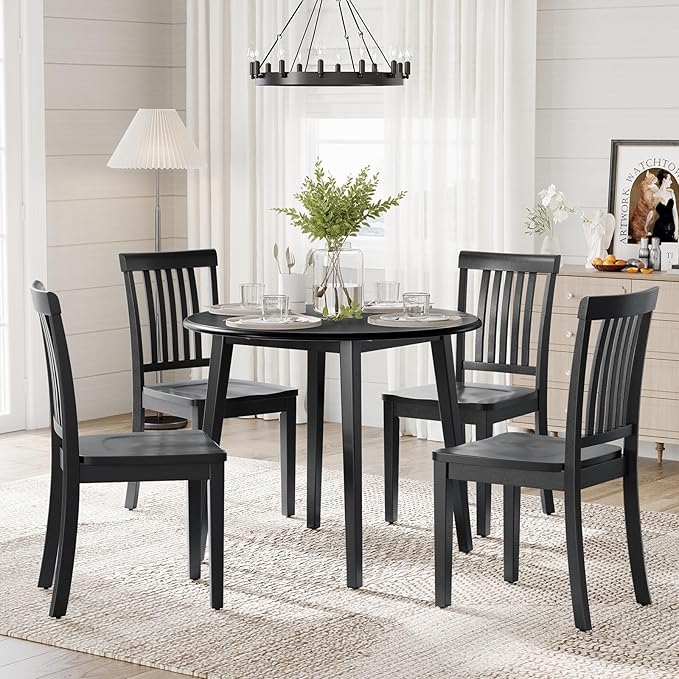 COLAMY Wooden Dining Chairs Set of 6, Solid Rubberwood Kitchen & Dining Room - Image 8