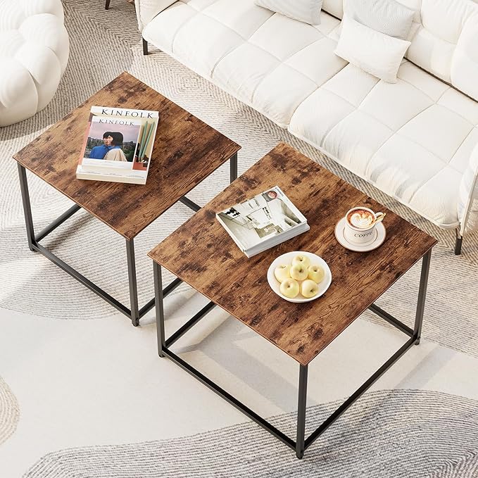 Garden 4 you Coffee Table Set of 2, Modern Engineered Wood Nesting Table - Image 4