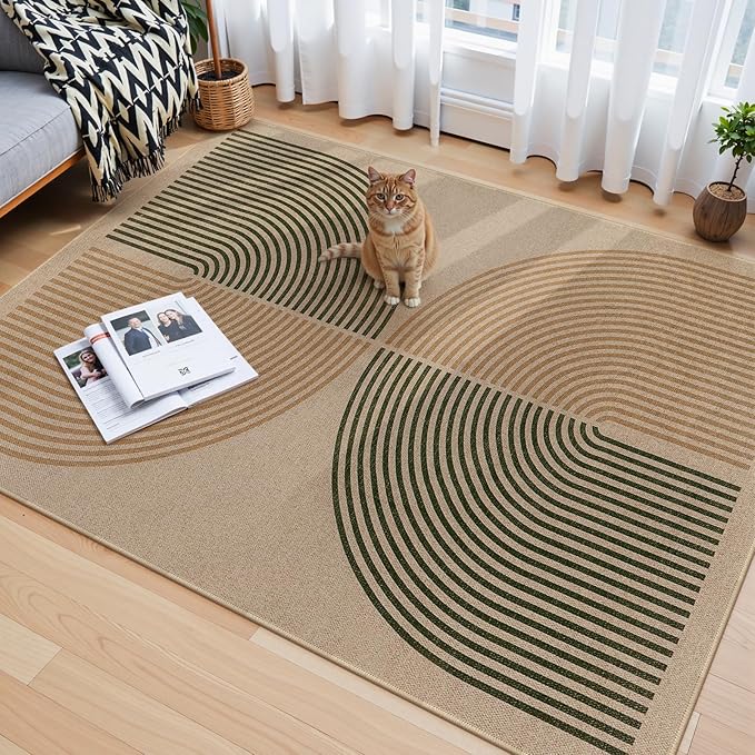 Lahome Modern Rainbow Easy Jute Office Rug, Washable Rugs 4x6 - Image 6