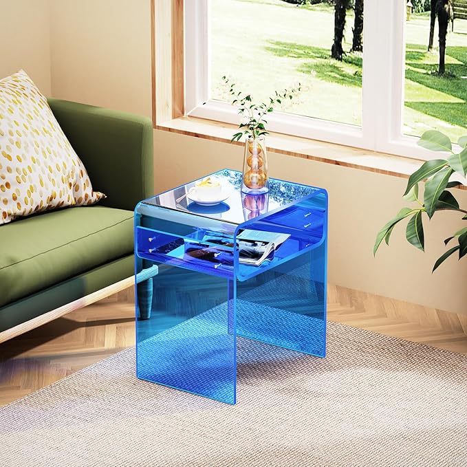 Clear Acrylic End Table 2-Tier Bedside nightstand - Image 4