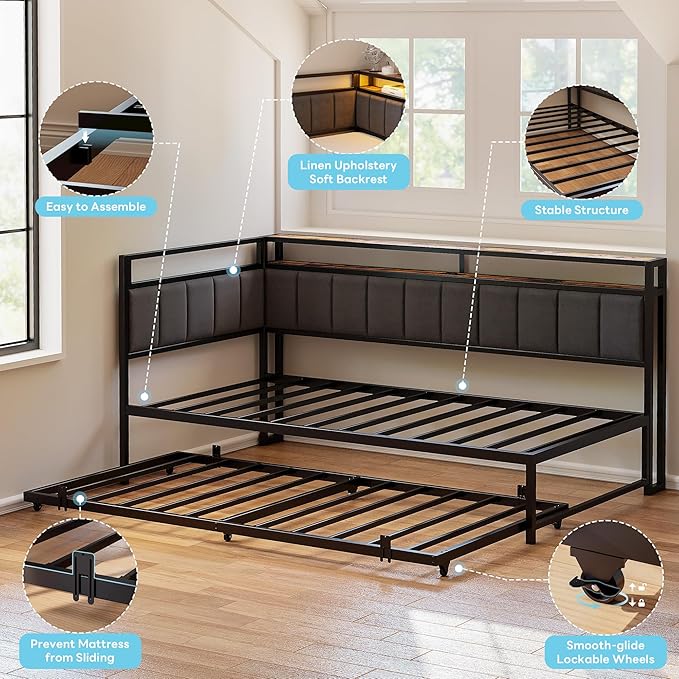 LIKIMIO Corner Full Bed Frame - Image 7