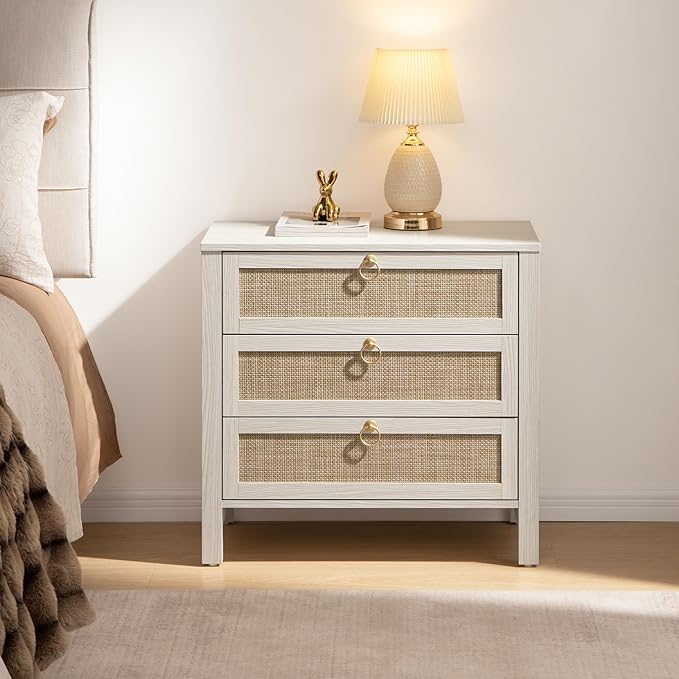 SICOTAS White Night Stand with Drawers by SICOTAS