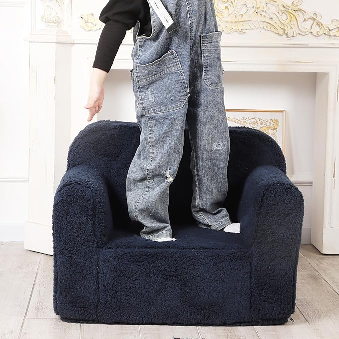 Kids Snuggly-Soft Sherpa Chair, Cuddly Toddler Foam Chair - Image 5