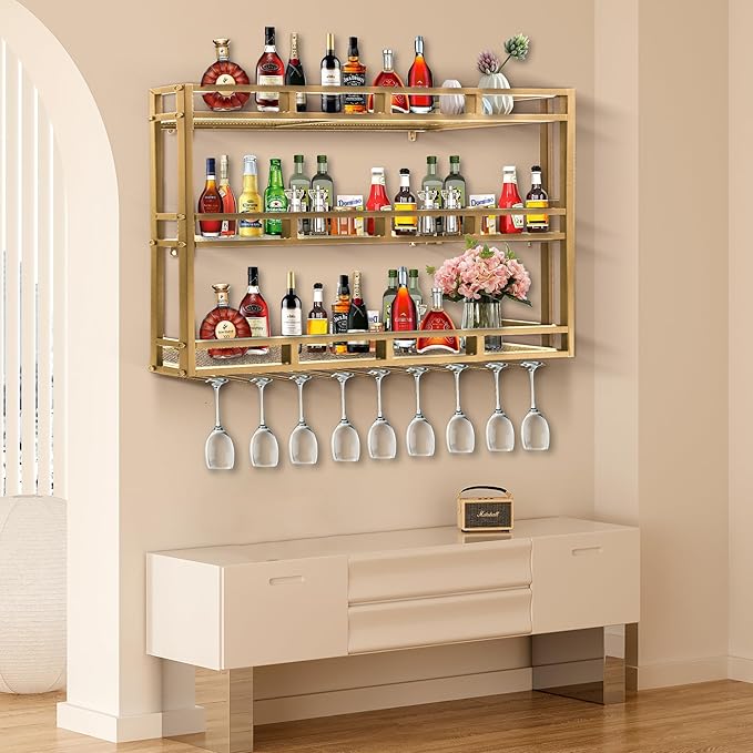 Metal Wine Rack Wall Mounted, Bar Shelves - Image 3