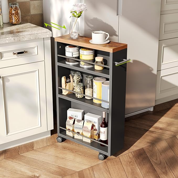 LITTLE TREE Slim Rolling Storage Cart, 3 Tier Snack Cart - Image 8
