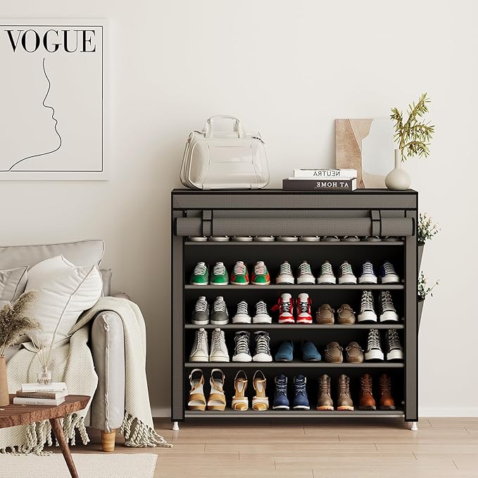 Calmootey 5 Tier Shoe Rack Organizer to Hold 25 Pairs, Portable Shoe Shelf - Image 4
