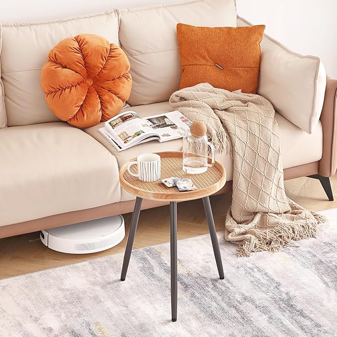 LITA 2 Pcs Rattan Log Desktop Round Side End Table, Nightstand/Small Tables - Image 9