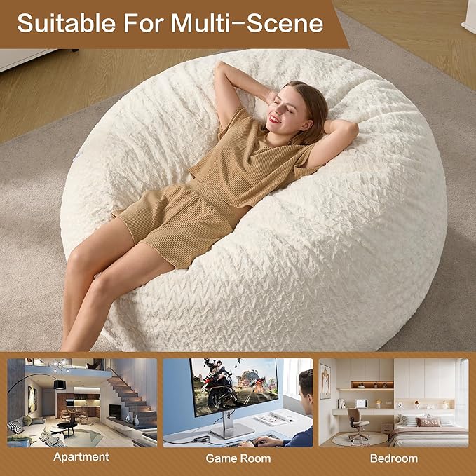 Hobestluk 5ft Bean Bag Chairs for Adults Large Beanbag Chair - Image 5