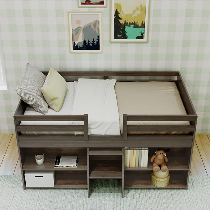 Max & Lily Modern Farmhouse Low Loft Bed, Twin Bed Frame - Image 7