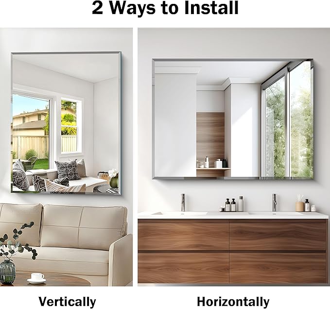 Beveled Bathroom Mirror, 36x48 Inch Large Bathroom Mirrors - Image 4