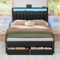 Furnulem Queen Bed Frame with Charging Station and LED Lights, Metal Platform by Furnulem