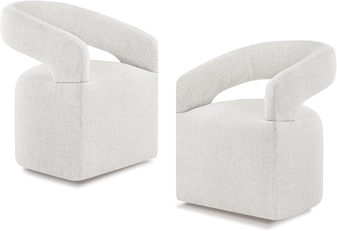 Upholstered Dining Chairs with Casters Modern Barrel Side Armchair with Rollers by Kislot
