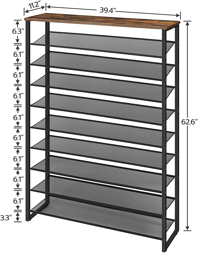 HOOBRO 10-Tier Shoe Rack, 39.4" L Shoe Storage Organizer, Large Capacity Shoe - Image 8