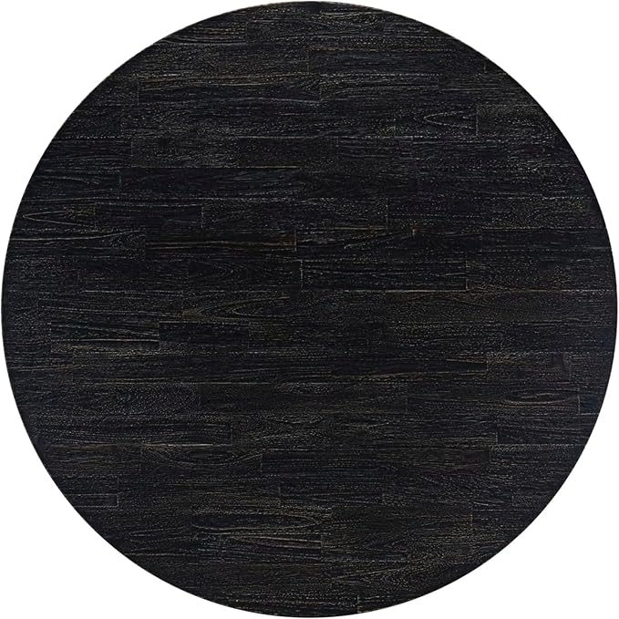F58-11-TP - Kitchen Table with Acacia Wood Round Tabletop, Sand Blasted Black - Image 7