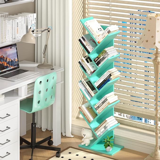 10 Tier Tree Book Shelf, Floor Standing Wood Bookshelf - Image 6