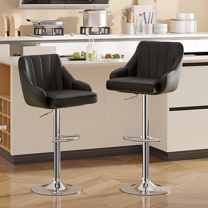 VECELO Bar Stools Set of 4, Adjustable Barstools, Counter Height Stools - Image 8