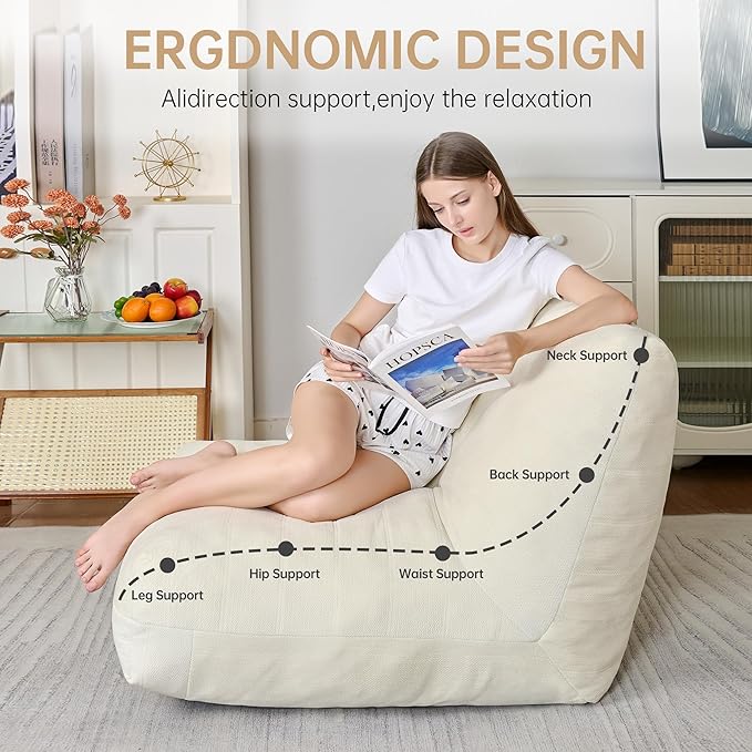 Bean Bag Chairs for Adults, Memory Foam Bean Bag Chair, Spacious Single Sofa - Image 7