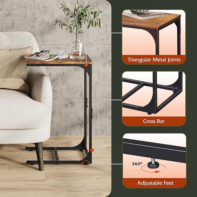 WLIVE C-Shaped End Table Set of 2, Small Couch Side Tables - Image 6
