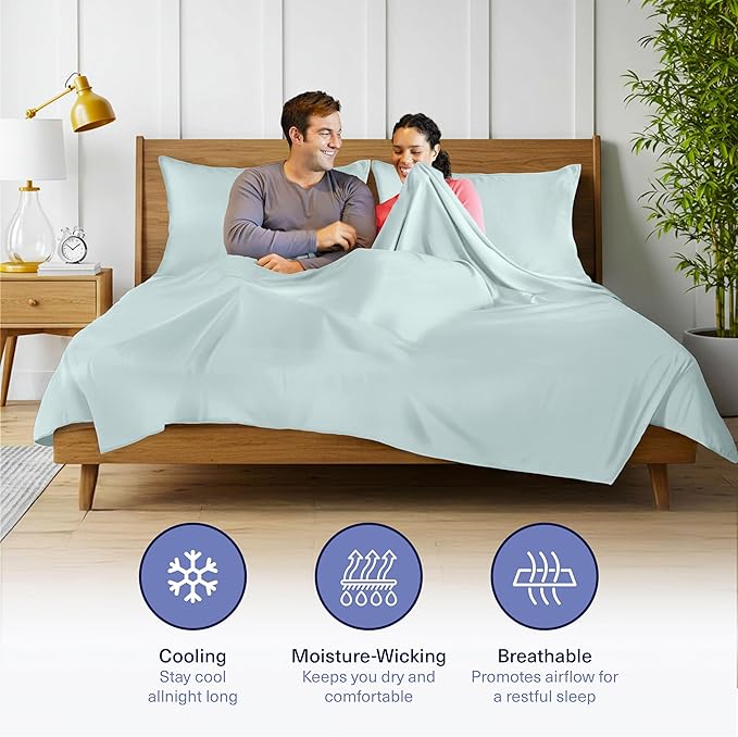 Kickoff Viscose Bamboo Sheets King Size 4-pc 100% Organic Bamboo Viscose Bed - Image 3