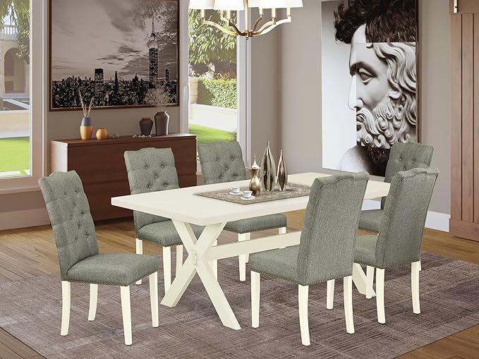 East West Furniture X027EL207-7 7 Piece Kitchen Table Set Consist of a - Image 2