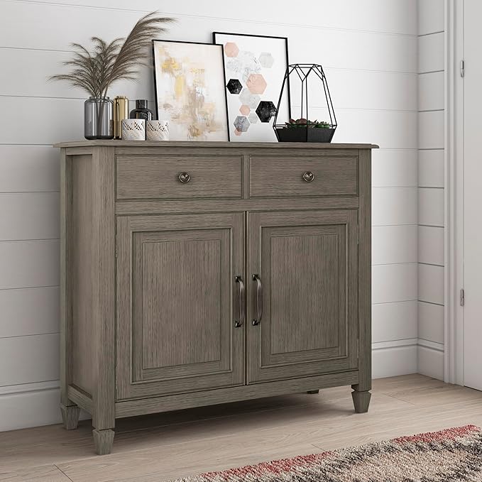 SIMPLIHOME Connaught 40-inch Wide Solid Wood Storage Cabinet in Farmhouse Grey - Image 2