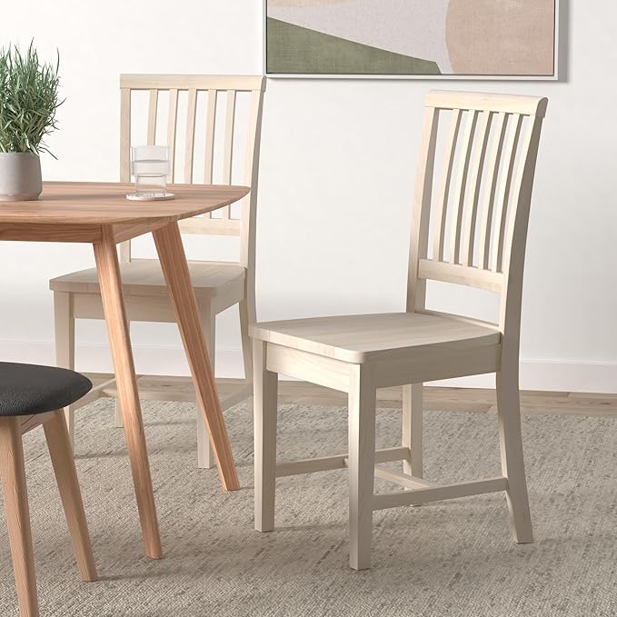 Set of 2 Mission Side Chairs 39.2"H, Solid Parawood Kitchen Dining Furniture - Image 2
