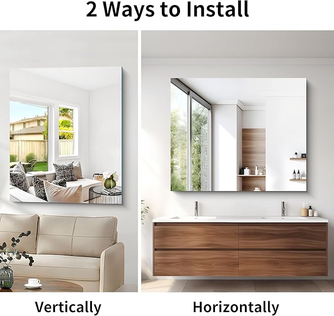 Frameless Mirror, 40x48 Inch Large Bathroom Mirrors - Image 5