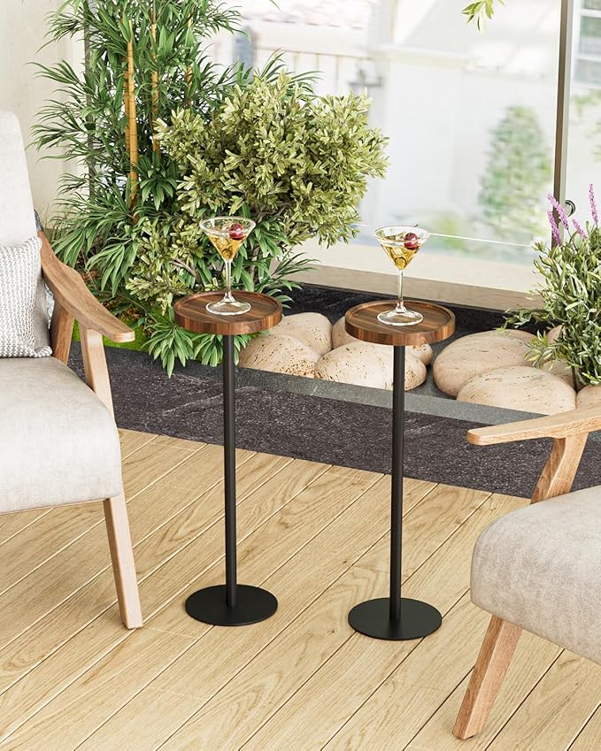 Drink Table, Small Pedestal Side Table, Round Cocktail Table, Circle Accent End - Image 2