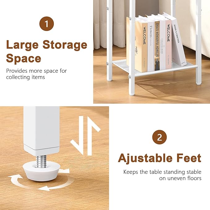 Hoctieon 2-Set 3 Tier End Table, Telephone Table Set of 2, Tall Side Table - Image 5
