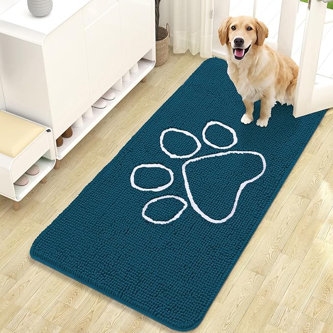 OLANLY Door Mat for Muddy Dog Paws 47x24, Absorbent Chenille Mud Doormat by OLANLY