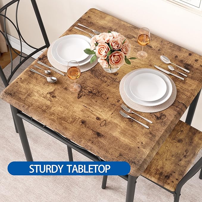 IDEALHOUSE Dining Table Set for 2, Kitchen Table and Chairs for 2, Rectangular - Image 4