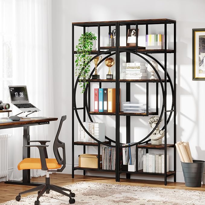 Geometric Bookshelf, 70.9" Tall Bookcase - Image 4