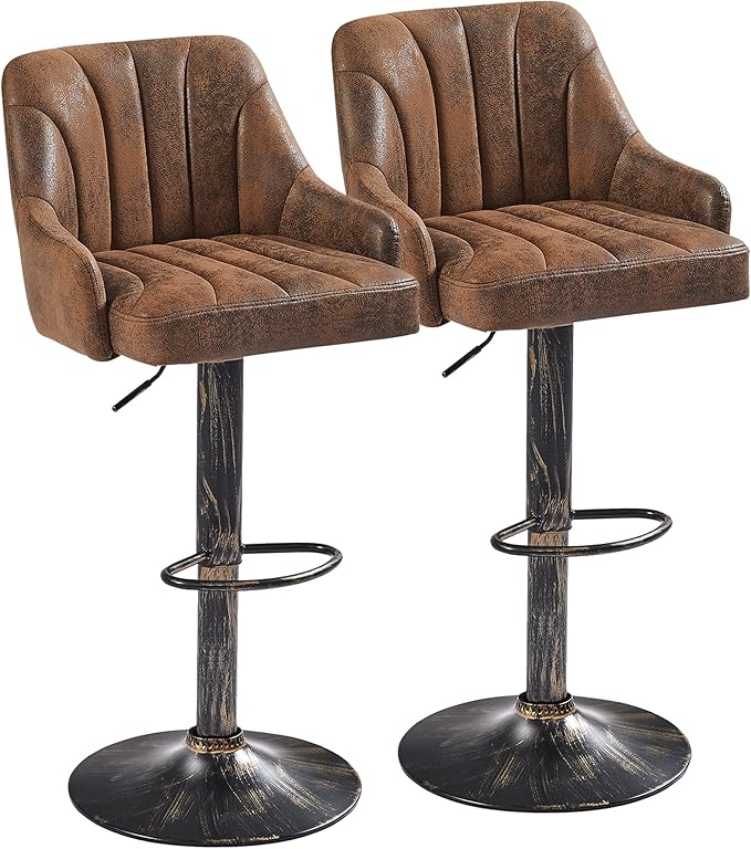 VECELO Bar Stools Set of 2, Adjustable Bar Stools Counter Height Barstools by VECELO