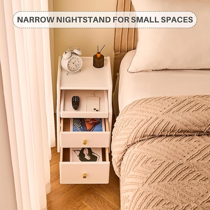 Uniclinens White Narrow Nightstand - Image 6