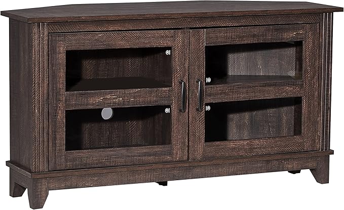 ROCKPOINT Modern Farmhouse 44inch Corner Universal TV Stand Living Room Storage by ROCKPOINT