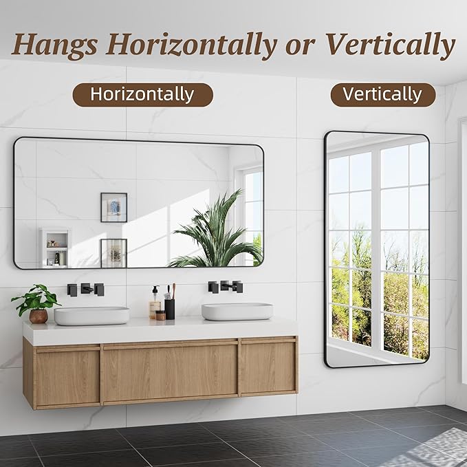 Bathroom Mirror 60" x 30", Large Rectangle Wall Mirror, Entryway Decor - Image 6