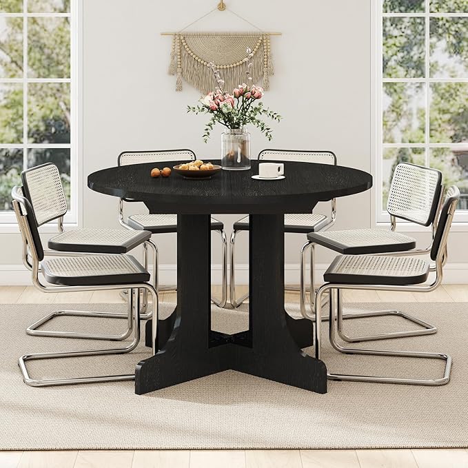 43"-59" Expandable Round Dining Table, Extendable Dining Room Table - Image 6
