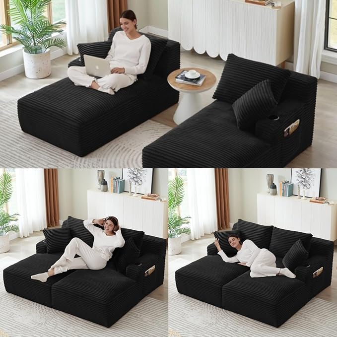 Oversized Sectional Double Chaise Lounge, Compressed Boneless Lounge Chaise - Image 4