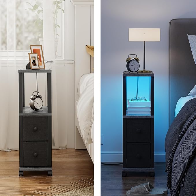 TUTOTAK Small Narrow End Tables, LED Side Tables - Image 9