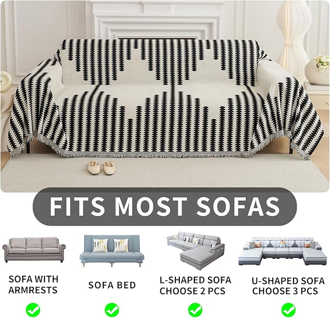 HAOMAIJIA Boho Sofa Covers for 3 Cushion Couch - Image 6