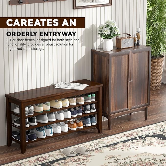 Shoe Bench Storage Rubberwood - Image 3