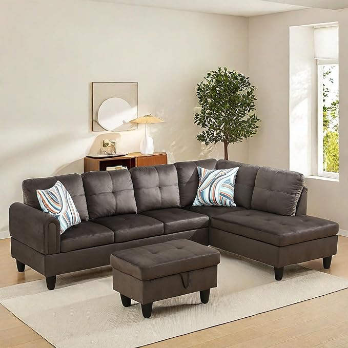NAYSAYE Sectional Couch with Ottoman Storage, L Shaped Couch Sofa Furniture Sets by NAYSAYE