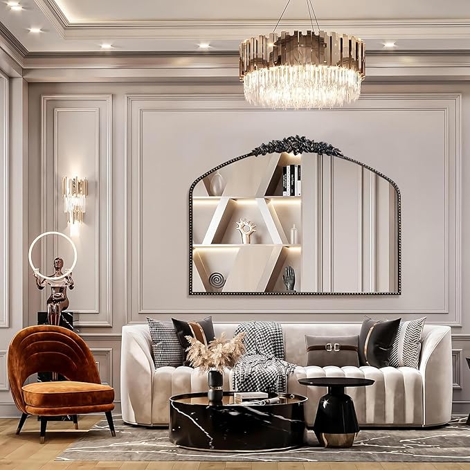 Black Brushed Gold Antique Mirror, Traditional Vintage Mirror - Image 7