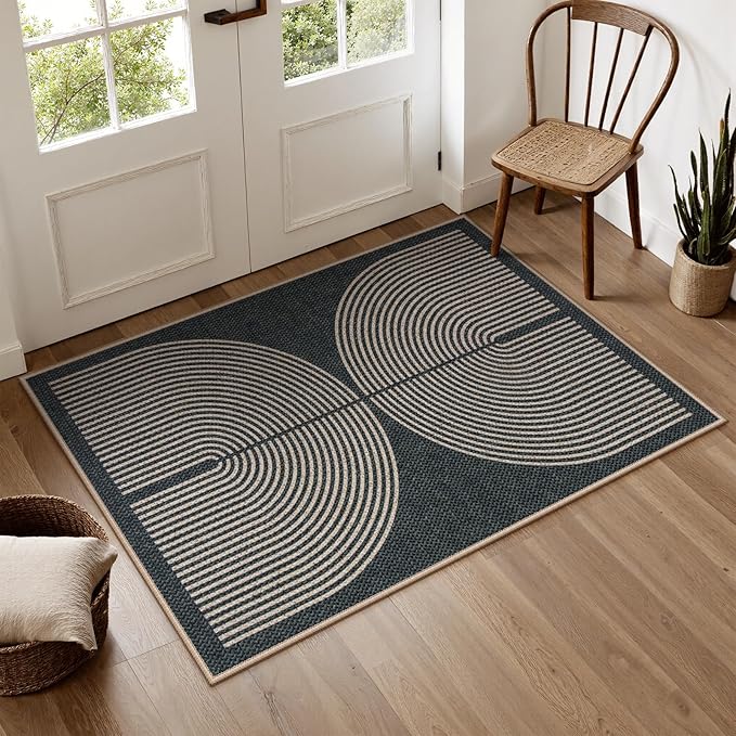 Lahome Rainbow Easy Jute Rug, Farmhouse Non Slip Non Shedding Lightweight - Image 2