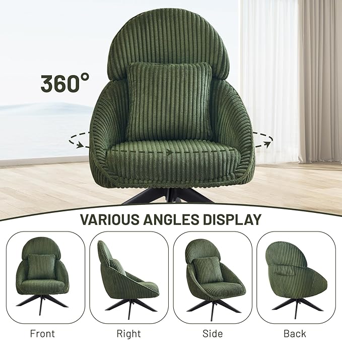 Furniliving Upholstered Swivel Accent Chair - Image 2